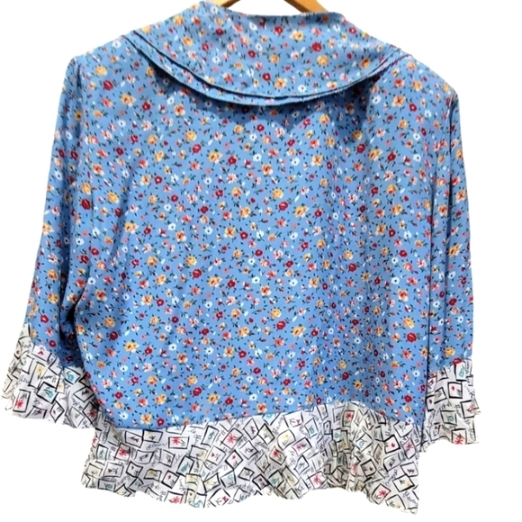 Large Boutique Floral Multi Media Button Down Blouse and Maxi Skirt Set - Picture 7 of 10